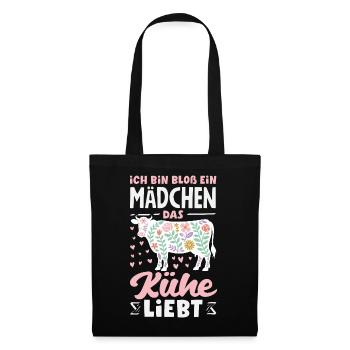 Ich Bin Bloß Ein Mädchen Das Kühe Liebt Kuh - Stoffbeutel - Schwarz - Vorne