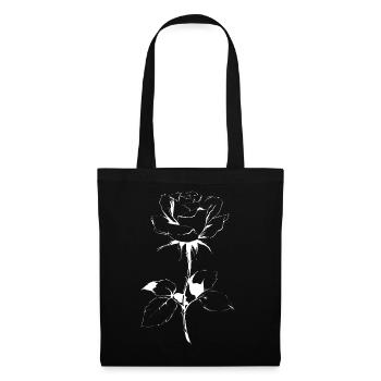 Dessin en rose blanche sur fond noir - Sac en tissu - noir - Devant
