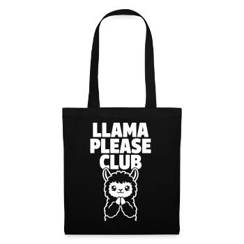 Club Llama Please – Lama mignonne - Sac en tissu - noir - Devant