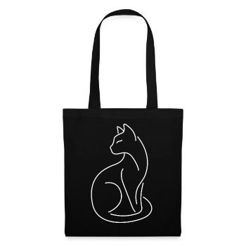 Cat tomcat silhouette of white lines - Tote Bag - black - Front