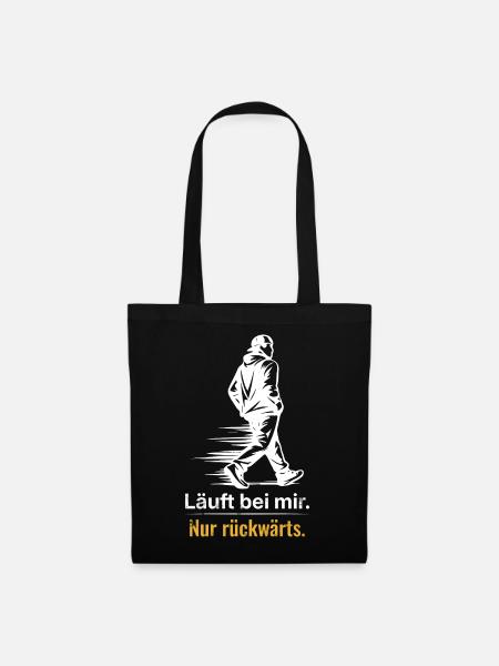 Läuft bei mir – Nur rückwärts Shirt - Stoffbeutel - Schwarz