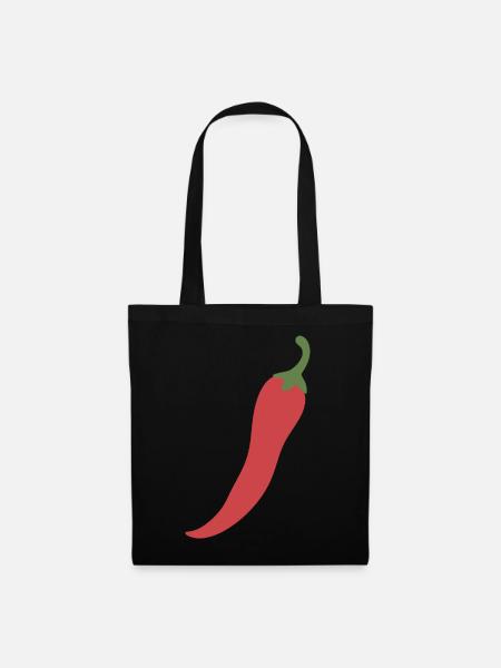 Chilischote Lebensmittel Illustration Geschenkidee - Stoffbeutel - Schwarz