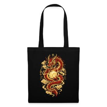 Chinesischer Drache – Sternzeichen Tierhoroskop - Stoffbeutel - Schwarz - Vorne