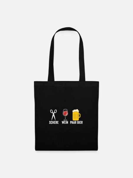 Wein Schere Paar Bier - Stoffbeutel - Schwarz