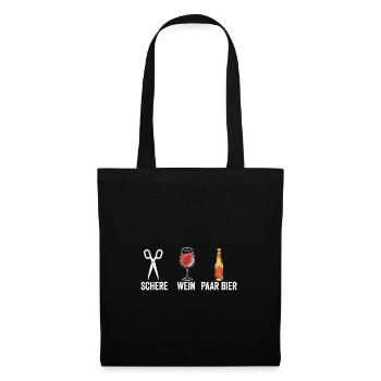 Wein Schere Paar Bier - Stoffbeutel - Schwarz - Vorne