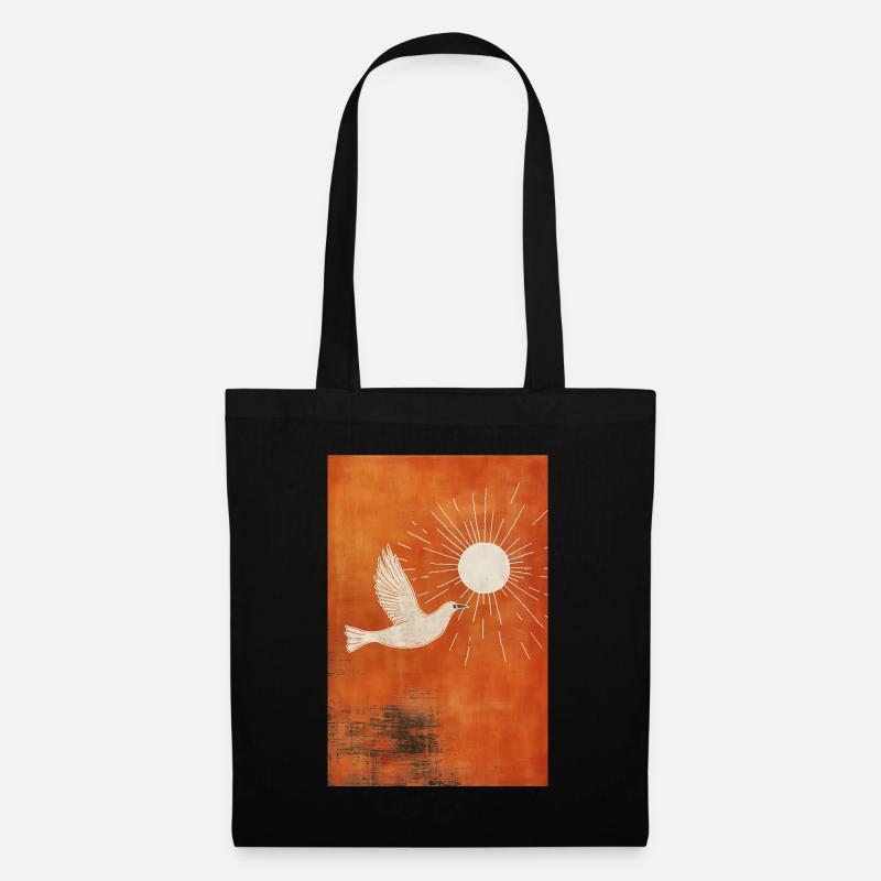 Minimalistische Taube Wandkunst Moderne - Stoffbeutel - Schwarz