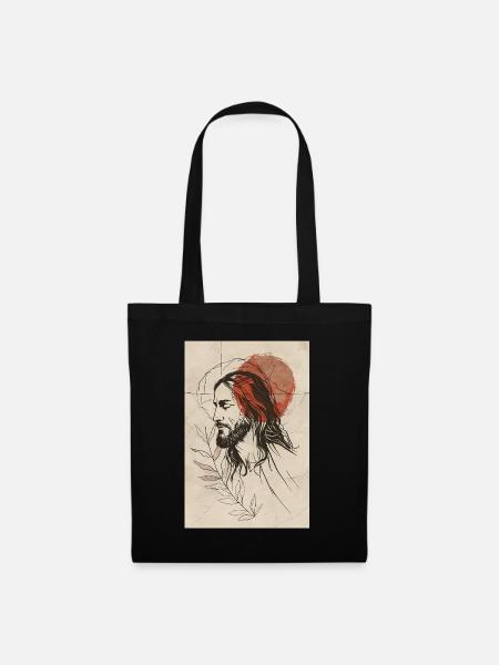 Jésus minimaliste contemporain - Sac en tissu - noir