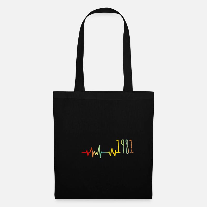 Herzschlag Herzlinie Herzfrequenz 1981 Shirt - Stoffbeutel - Schwarz