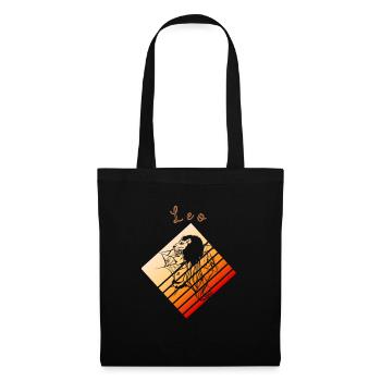 Logo rétro signe astrologique "Lion" - Sac en tissu - noir - Devant