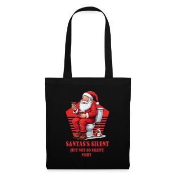 Weihnachtsmann auf Toilette - Stoffbeutel - Schwarz - Vorne