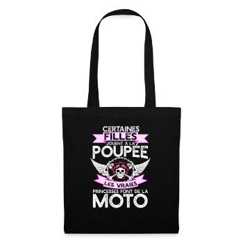 "Les princesses moto" t-shirt humour moto - Sac en tissu - noir - Devant