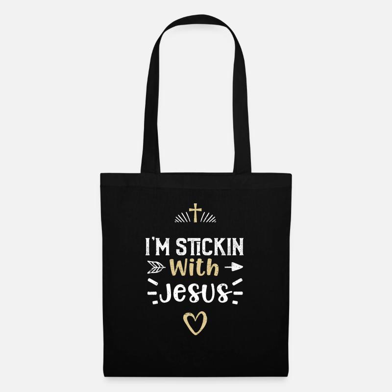 I'm Stickin with Jesus - Jesus - Stoffbeutel - Schwarz