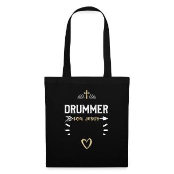 Drummer for Jesus - Jesus - Tote Bag - black - Front