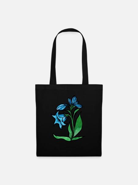 Blaue Blume - Stoffbeutel - Schwarz
