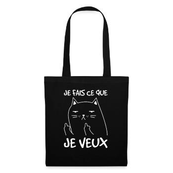 humour femme drole cadeau rigolo homme humour chat - Sac en tissu - noir - Devant