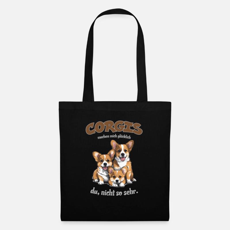 Corgis machen mich glücklich... - Stoffbeutel - Schwarz
