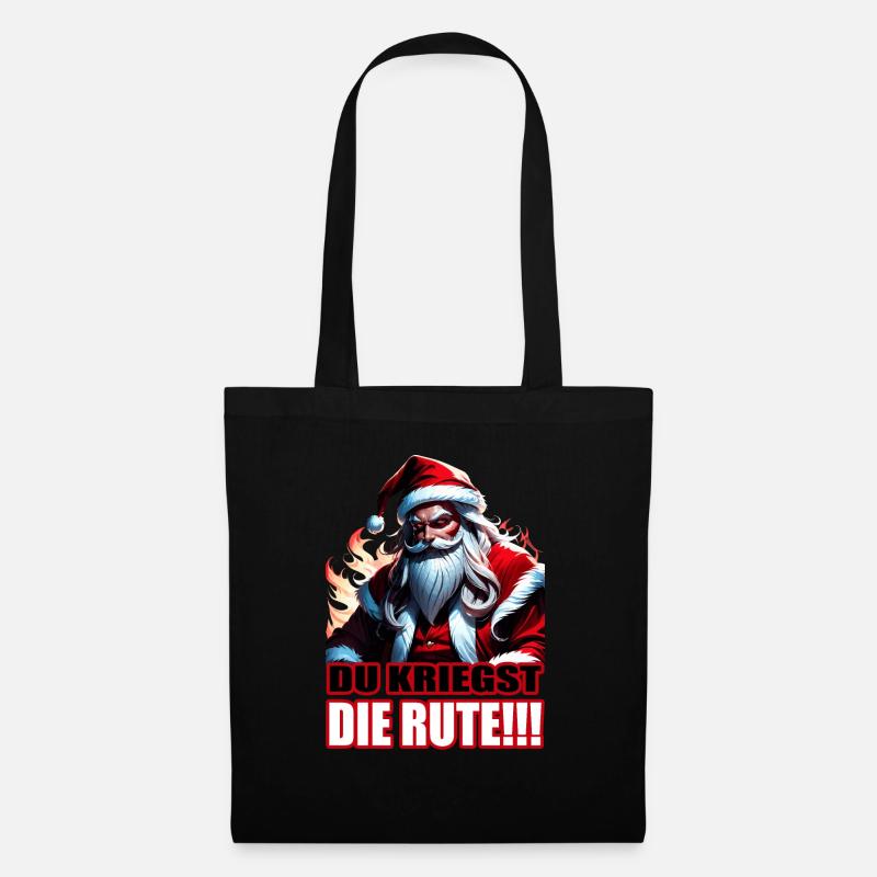 Böser Weihnachtsmann - Du kriegst die Rute!!! - Stoffbeutel - Schwarz