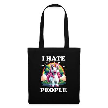 I hate People, Unicorn - Stoffbeutel - Schwarz - Vorne