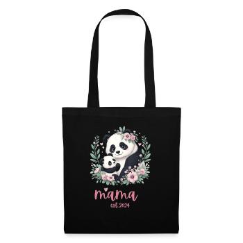 Mama est 2024 I Panda Bear Mum I First Time Mom - Stoffbeutel - Schwarz - Vorne