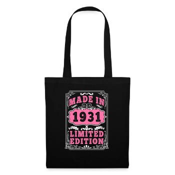 Vintage Né(e) en 1931 made in 1931 94 ans. Art_20 - Sac en tissu - noir - Devant