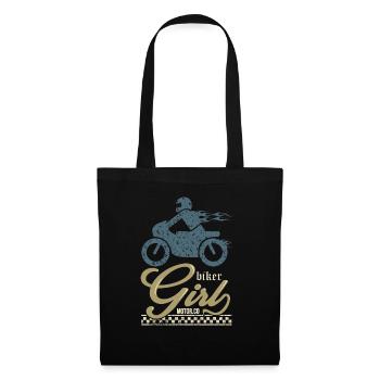 BIKER GIRL motorcycle christmas gift biker tshirt - Tote Bag - black - Front