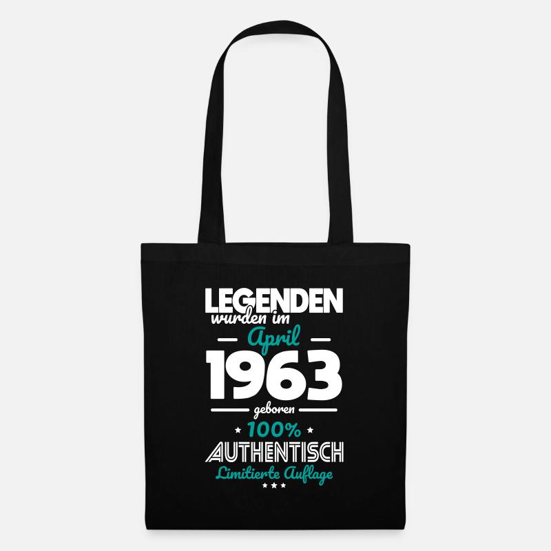 60. Geburtstag - Legenden wurden im April 1963 - Stoffbeutel - Schwarz