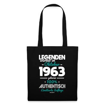 60. Geburtstag - Legenden wurden im Oktober 1963 - Stoffbeutel - Schwarz - Vorne