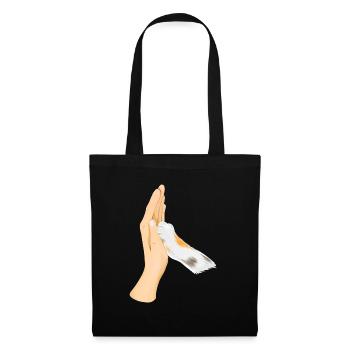 High Five avec chat main blanche - Sac en tissu - noir - Devant
