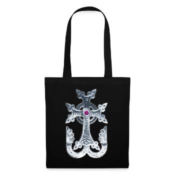 Arménien Croix / Arménien Croix d'Argent métallisé - Sac en tissu - noir - Devant