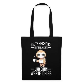 Faultier Heute Mache Ich Nichts Lustige Sprüche Fü - Stoffbeutel - Schwarz - Vorne