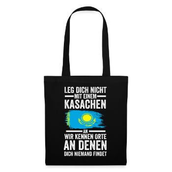 Kasachstan Kasache Kasachisches - Stoffbeutel - Schwarz - Vorne