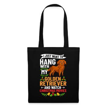 Golden Retriever Hund Welpen Besitzer Weihnachten - Stoffbeutel - Schwarz - Vorne