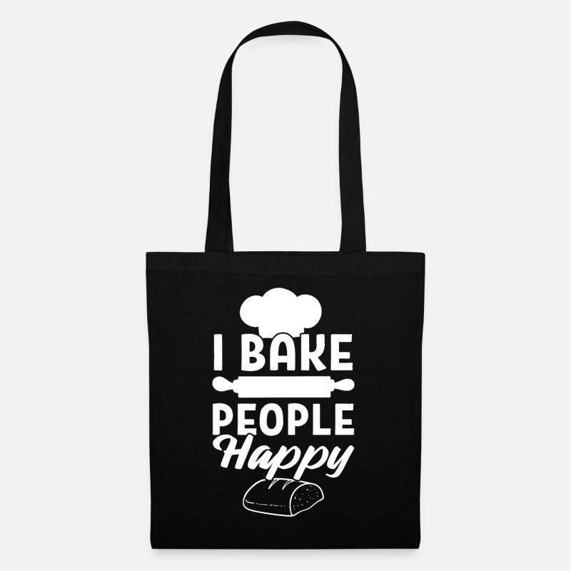 I Bake People Happy Dessertkoch - Stoffbeutel - Schwarz