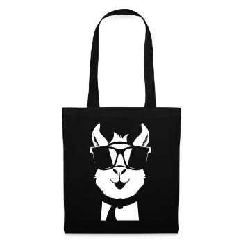 Lustiges Alpaka mit Sonnenbrille Coole Alpakas - Stoffbeutel - Schwarz - Vorne