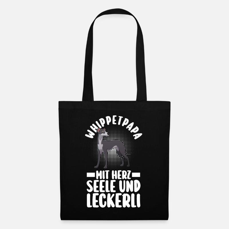 Hund Hundepapa Vater Whippetpapa Whippet - Stoffbeutel - Schwarz