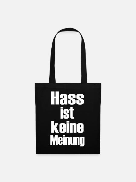 Demonstration Demokratie Hass keine Meinung - Stoffbeutel - Schwarz