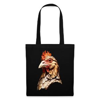 Tête de poulet réaliste - Graphique d’animal de la ferme - Sac en tissu - noir - Devant