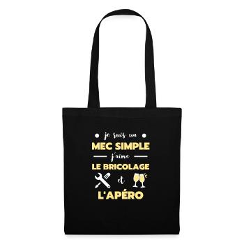 t shirt mec simple bricolage apero humour brico - Sac en tissu - noir - Devant