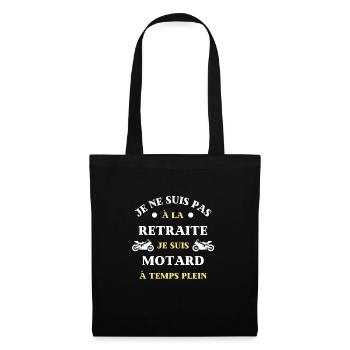 t shirt retraite motard temps plein humour moto - Sac en tissu - noir - Devant