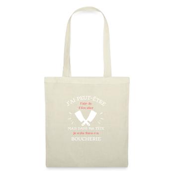 t shirt dans ma tete boucherie humour boucher - Sac en tissu - nature - Devant