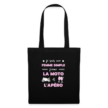 t shirt femme simple moto apero humour motarde - Sac en tissu - noir - Devant