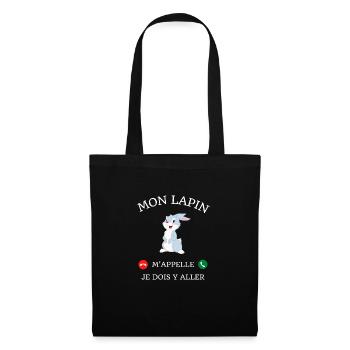 t shirt mon lapin m'appelle humour lapin drole - Sac en tissu - noir - Devant