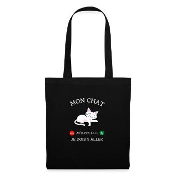 t shirt mon chat m'appelle humour chaton femme - Sac en tissu - noir - Devant