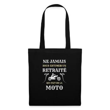 retraite moto humour motard homme papy motard - Sac en tissu - noir - Devant