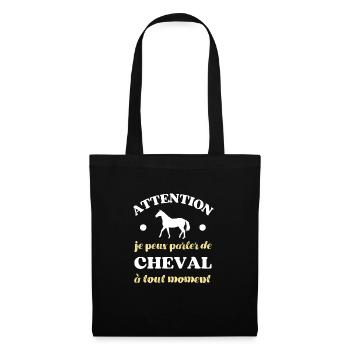 parler de cheval humour cavalière fille équitation - Sac en tissu - noir - Devant