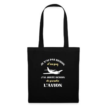 besoin psy avion homme humour aviateur ulm cadeau - Sac en tissu - noir - Devant