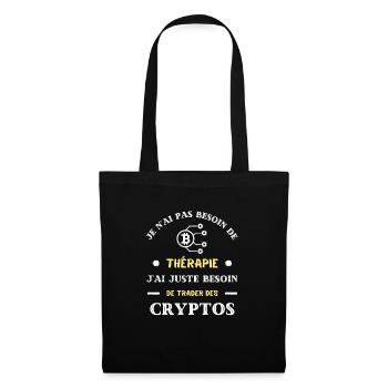 therapie cryptos humour crypto monnaie homme drole - Sac en tissu - noir - Devant