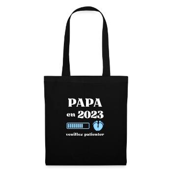 papa 2023 humour annonce grossesse père cadeau - Sac en tissu - noir - Devant