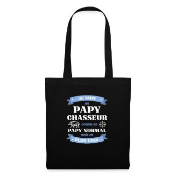 papy chasseur humour chasse homme sanglier cadeau - Sac en tissu - noir - Devant