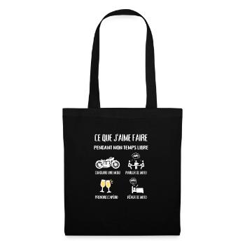 temps libre moto apéro humour motard homme cadeau - Sac en tissu - noir - Devant